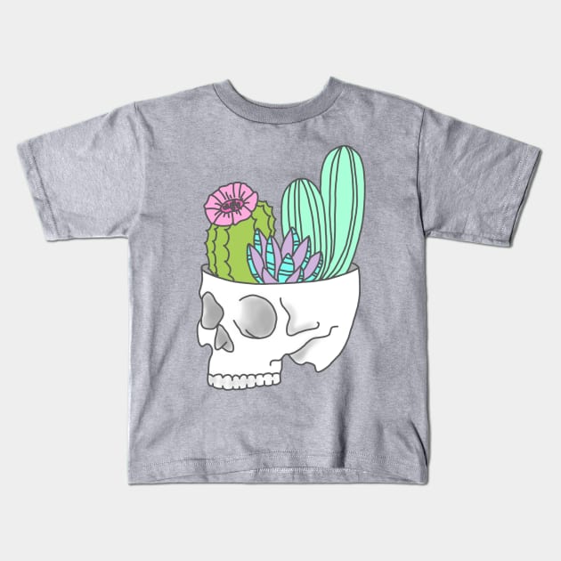 Skull succulent feminist skeleton cactus southwest girly tumblr pastel print Kids T-Shirt by bigkidult